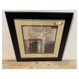 Framed and matted abstract floral art, see pictures for details.