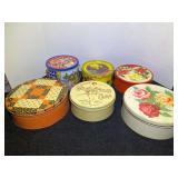 Assortment of vintage collectible tins, six pieces, see pictures for details.