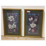 Framed and matted floral art prints by Helen Brown, set of two, see pictures for details.