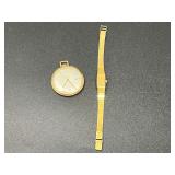 Vintage Caravel pocket watch, the crystal is cracked, also includes a ladies Pulsar quartz watch, see pictures for details.