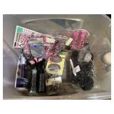 Mystery lot of assorted travel jars, bottles, hairbrushes, and more. See pictures for details.