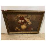 Framed, floral themed artwork, see pictures for details.