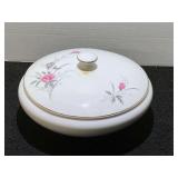 Beautiful, Golden Rose fine China covered serving bowl with gold trim, see pictures for details.