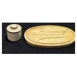 Steak plank/cutting board, also includes a stoneware sugar dish, see pictures for details.