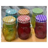 Vintage owl jelly jars, set of six, see pictures for details.