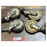 Wheel casters, four pieces,￼￼ outer rubber is missing on two pieces, however, still functional. See pictures for details.