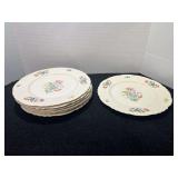 Vintage O. P. Co. Syracuse China Federal Shape dinner plates with floral motif, approximately seven pieces, see pictures for details.