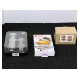 Southwestern salt and pepper shakers, stainless steel cannoli forms, and a Rabbit wine preserver, see pictures for details.