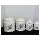 Vintage ceramic canister set, has floral motif, set of four, see pictures for details.