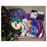 Mystery lot of assorted items to include ladies handbags, child’s toy, business organizer, stuffed animal, and more. See pictures for details.