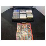 Vintage cassettes with storage/carrying case, see pictures for details.