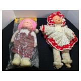 Collectible dolls, two pieces, the crocheted piece needs repair on the foot, see pictures for details.