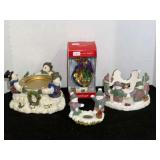 Christmas decor to include pillar candle holders, tea light holder, and nightlight. See pictures for details.