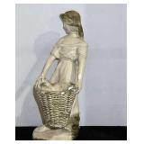 Vintage chalkware figurine/sculpture. “Basket” and “arm” have some chipping, see pictures for details.