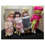 16” country porcelain dolls, set of four, comes with original boxes, see pictures for details.