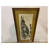 Framed and matted artwork titled “Left Bank, Paris" by the American artist John Haymson. See pictures for details.