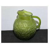Vintage ball pitcher in avocado green, believed to be Anchor Hocking Lido Milano, see pictures for details.