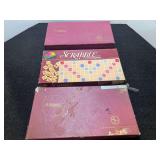 Scrabble board games, set of three, please inspect these items, no guarantee all parts are there, see pictures for details.
