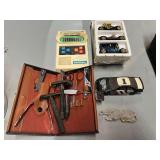 Assorted items to include vintage High Speed diecast model antique cars, vintage Racing Champions race car replica, and more, see pictures or details.