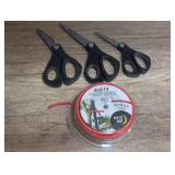 GEAR TIE REUSABLE FOAM TWIST TIES AND THREE SETS OF HEAVY DUTY SCISSORS