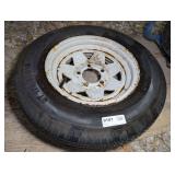 5 LUG TRAILER WHEEL WITH TRAIL AMERICA BRAND ST175/80D13 TIRE WITH LITTLE OR NO WEAR