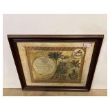 Framed Art Print - Old World Explorer Map, see pictures for details.