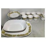 Vintage Noritake dinnerware, “Sunny Side”, includes cups, sugar and creamer, serving bowl, platter, and bowls. Approximately 17 pieces, see pictures for details.