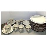 Japan Bavarian Brown Elegance II Collection stoneware dinnerware, includes plates, cups and saucers, and small bowls. Approximately 29 pieces, see pictures for details.