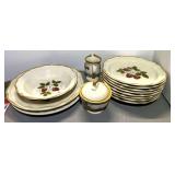 Mikasa “Strawberry Festival” dinnerware, includes dinner plates, platters, serving bowl, and more. Approximately 13 pieces, see pictures for details.