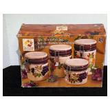 Autumn Harvest four piece canister set, comes in original box, see pictures for details.