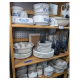 LARGE SET OF PFALTZGRAFF YORKTOWNE STONEWARE CHINA ON THREE SHELVES MARKED 1646