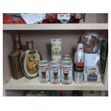 COLLECTIBLE BEER CANS AND DECANTERS INCLUDING VINTAGE JIM BEAM AND WORLD