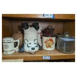 COOKIE JARS ON SHELF MARKED 1556 INCLUDING MCCOY