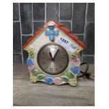 OLD BIRD AND FLOWER MOTIF PORCELAIN CLOCK WITH SESSIONS MOVEMENT