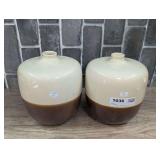 PAIR OF GLAZED STONEWARE NARROW MOUTH VASES