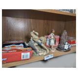 STAR WARS GAME, NATIVE AMERICAN SCULPTURE ART, VINTAGE BOARD GAMES, AND MORE ON SHELF MARKED 1384