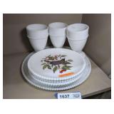 VINTAGE WESTMORELAND MILK GLASS PLATES AND TUMBLERS