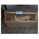 HANDMADE DECORATIVE WOODEN TOOL BOX WITH WOODEN TOOLS