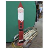 DECORATIVE SLEIGH AND SANTA CLAUS