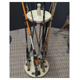 FISHING ROD STAND AND VINTAGE FISHING RODS