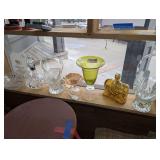 VINTAGE DECORATIVE GLASS IN SHELF SECTION MARKED 1156