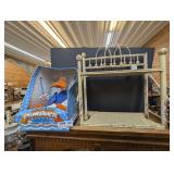 VTECH ELECTRONIC TALKING MURDUCK IN ORIGINAL PACKAGE AND VINTAGE WICKER BATHROOM ORGANIZER SHELF