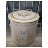 ANTIQUE STAR STONEWARE COMPANY GLAZED POTTERY CROCK 3 GALLON JAR WITH LID