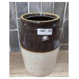 OLD GLAZED POTTERY CROCK LARGE JAR OR CHURN
