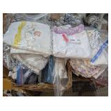 ALL HANDCRAFTED LINENS AND TWO BASKETS IN AREA MARKED 1584