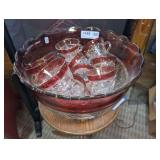 VINTAGE INDIANA GLASS PUNCH BOWL SET