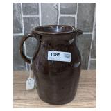 VINTAGE GLAZED POTTERY CROCK PITCHER