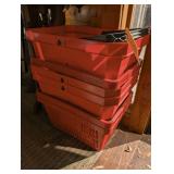 SIX PLASTIC SHOPPING BASKETS
