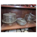 FORMAL GLASS CAKE PLATES AND COVERED VEGETABLE