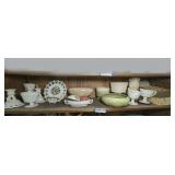 VINTAGE POTTERY INCLUDING VINTAGE SHAWNEE, MILK GLASS, AND TWO BOXES OF ADVERTISING PENCILS